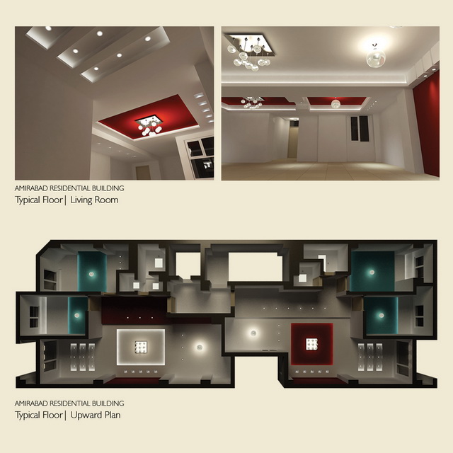 آپارتمان مسکونی امیرآباد: سقف و نورپردازی فضاهای داخلی